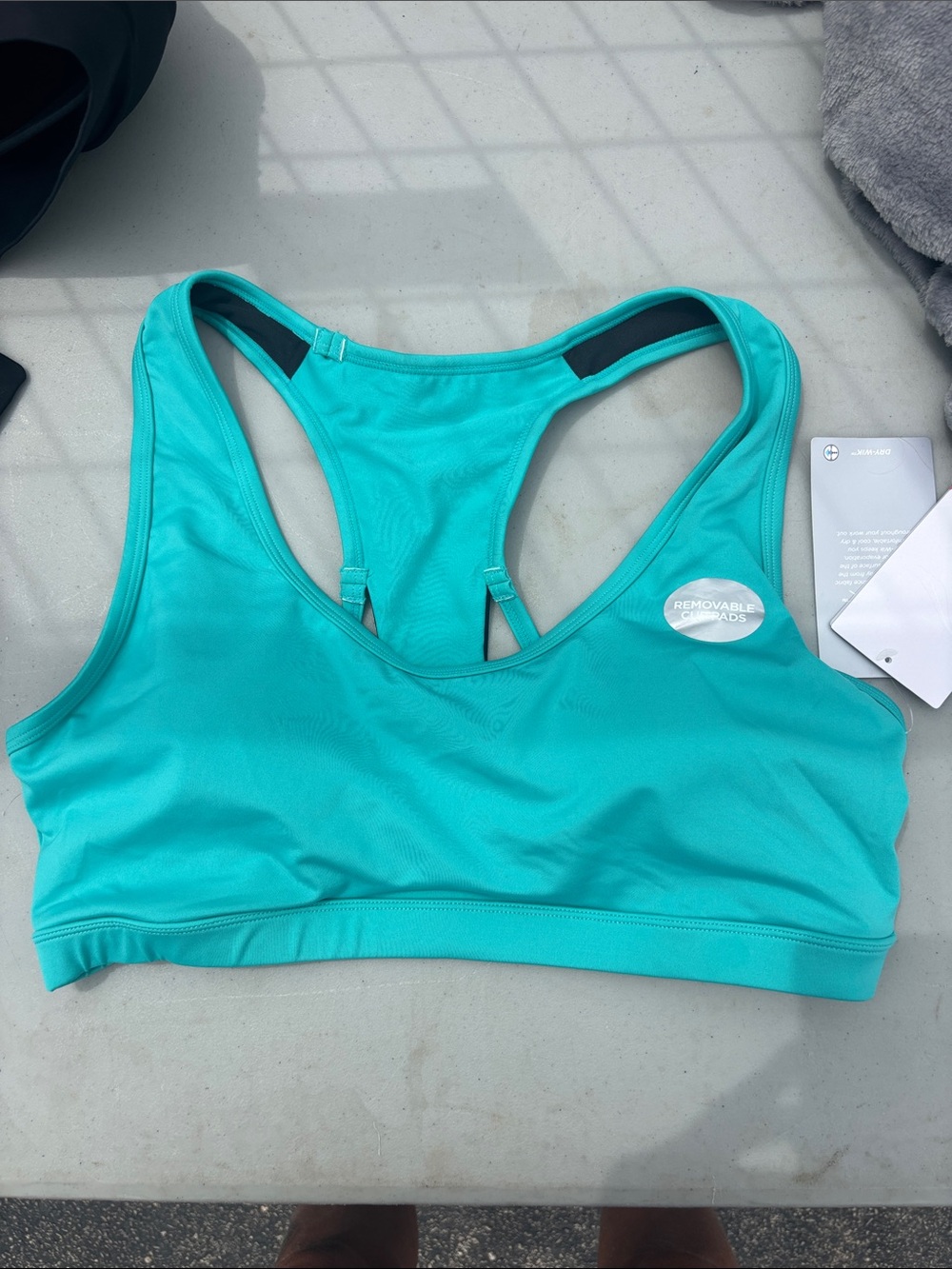 Marika Teal Racerback Sports Bra with Removable Pads